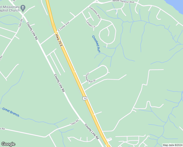 map of restaurants, bars, coffee shops, grocery stores, and more near 173 Crooked Run Drive in New Bern