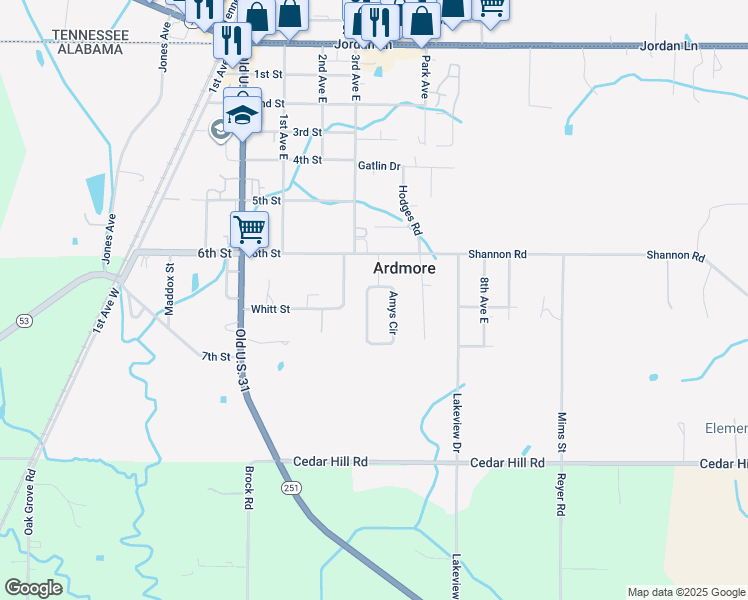 map of restaurants, bars, coffee shops, grocery stores, and more near 29083 Amys Circle in Ardmore