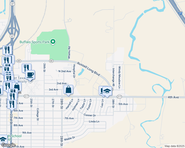 map of restaurants, bars, coffee shops, grocery stores, and more near 23 Wieck Dr in Canyon