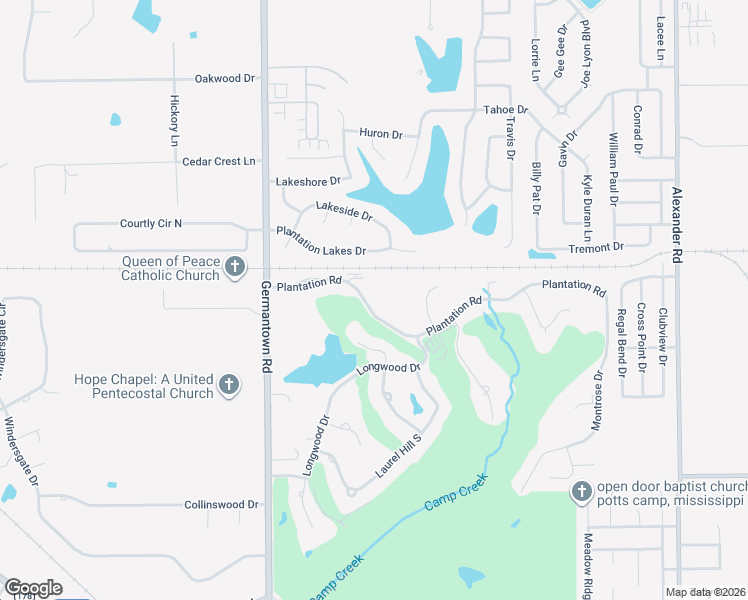 map of restaurants, bars, coffee shops, grocery stores, and more near 9220 Plantation Road in Olive Branch