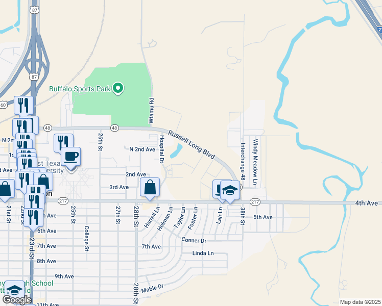 map of restaurants, bars, coffee shops, grocery stores, and more near 23 Wieck Dr in Canyon