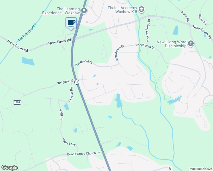 map of restaurants, bars, coffee shops, grocery stores, and more near 1804 Resolution Court in Waxhaw