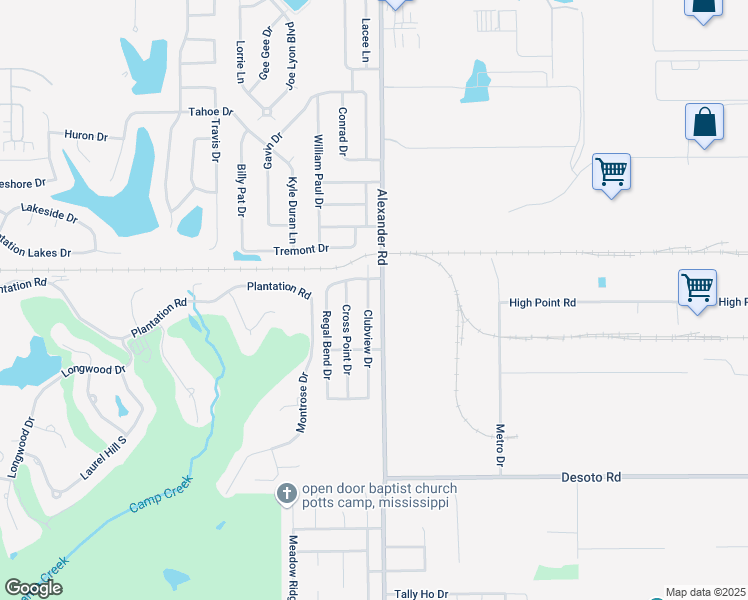 map of restaurants, bars, coffee shops, grocery stores, and more near 8481 Clubview Drive in Olive Branch