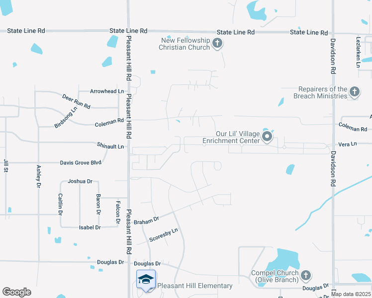map of restaurants, bars, coffee shops, grocery stores, and more near 5287 Stonecrest Drive in Olive Branch