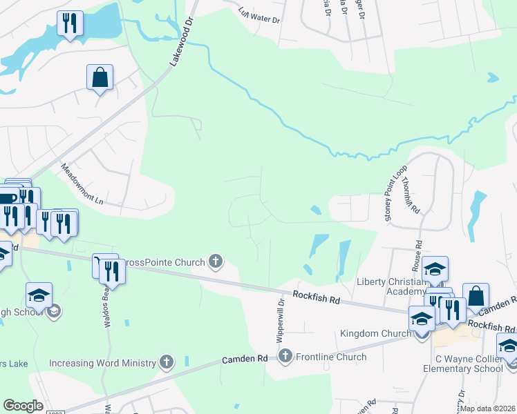 map of restaurants, bars, coffee shops, grocery stores, and more near 3067 Cricket Road in Fayetteville