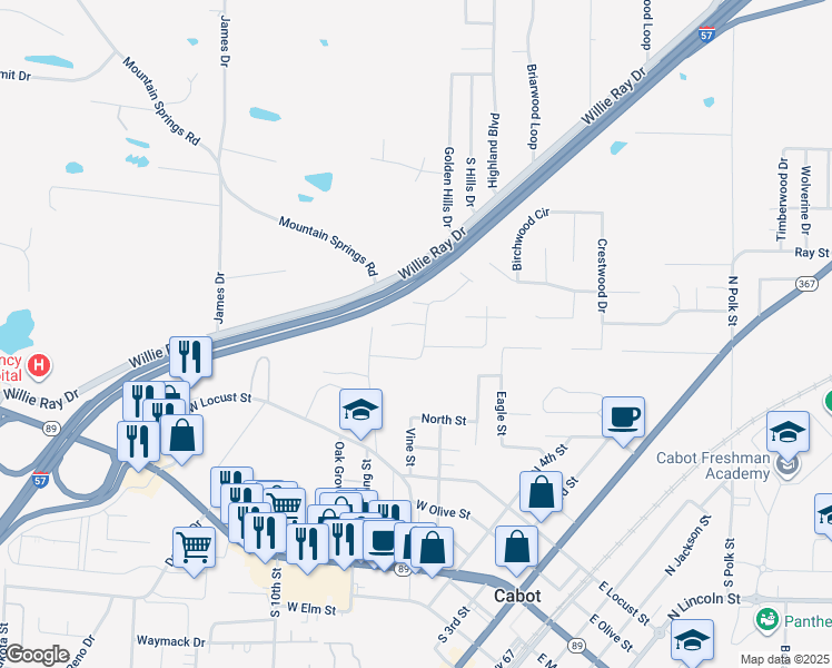 map of restaurants, bars, coffee shops, grocery stores, and more near 11 Glendale Cove in Cabot