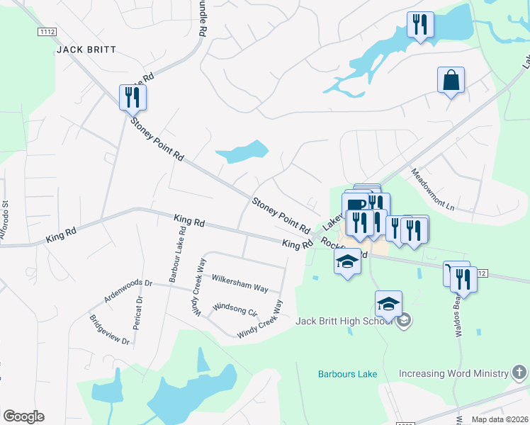 map of restaurants, bars, coffee shops, grocery stores, and more near 7179 Stoney Point Road in Fayetteville