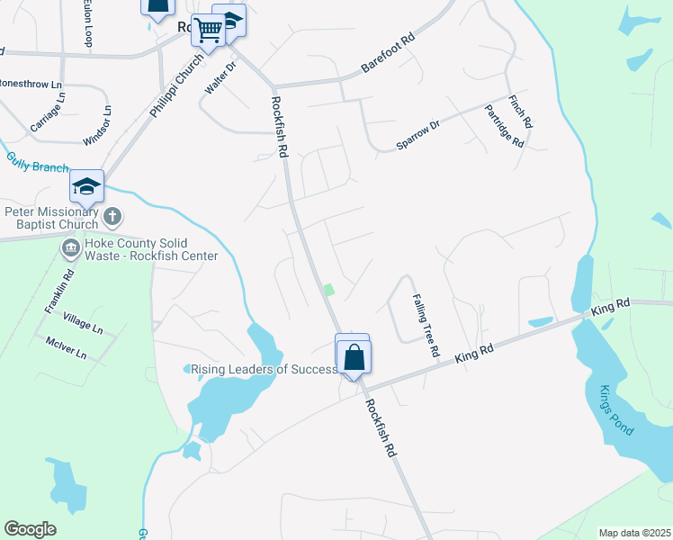 map of restaurants, bars, coffee shops, grocery stores, and more near 234 Fading Trail Lane in Raeford