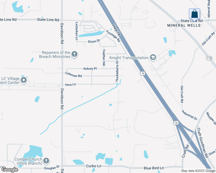 map of restaurants, bars, coffee shops, grocery stores, and more near 6347 Vera Lane in Olive Branch