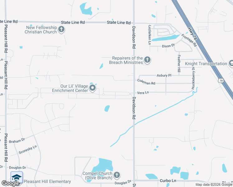 map of restaurants, bars, coffee shops, grocery stores, and more near Stonecrest Drive in Olive Branch