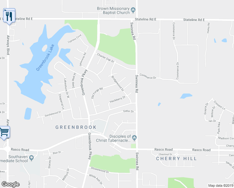 map of restaurants, bars, coffee shops, grocery stores, and more near 835 Pinestone Place in Southaven