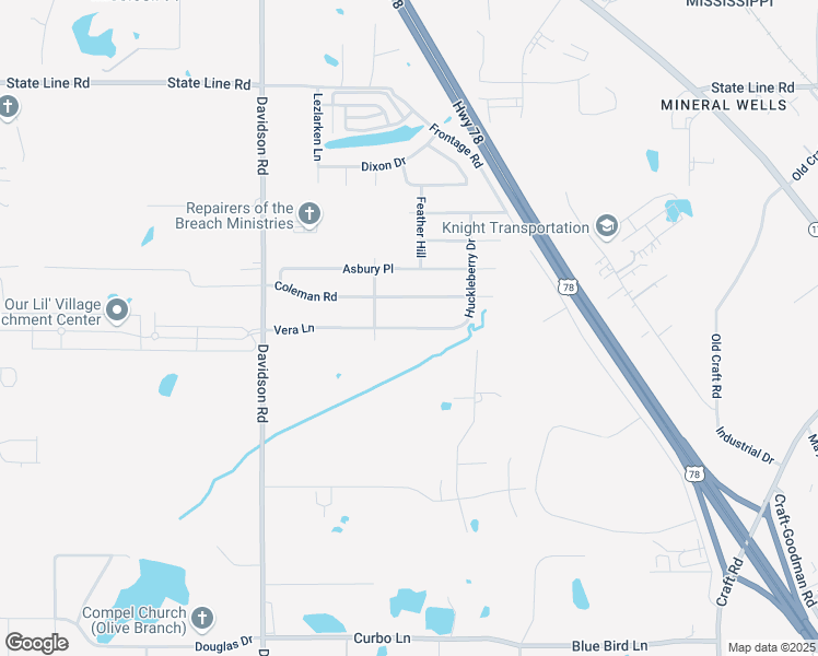 map of restaurants, bars, coffee shops, grocery stores, and more near 6347 Vera Lane in Olive Branch