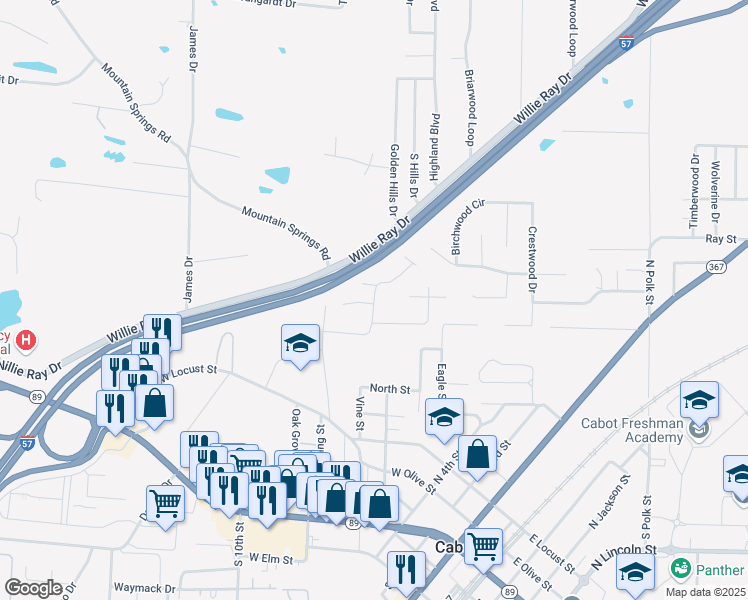 map of restaurants, bars, coffee shops, grocery stores, and more near 11 Glendale Cove in Cabot