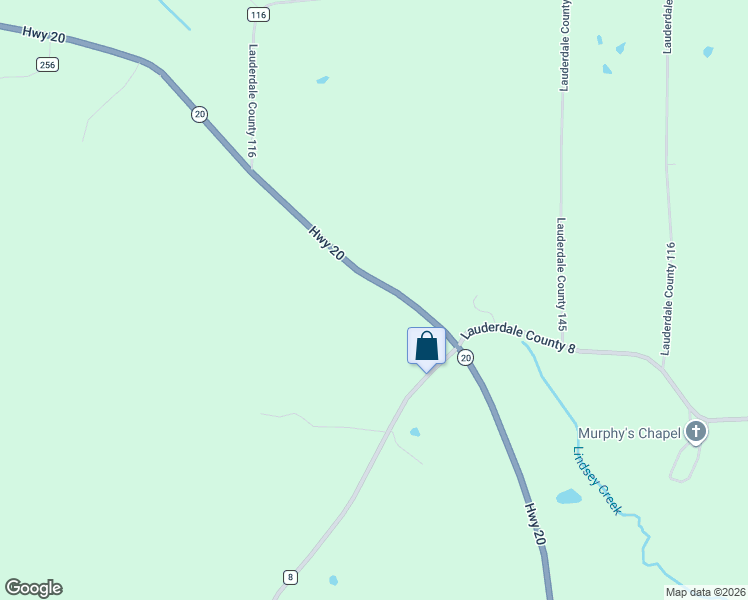 map of restaurants, bars, coffee shops, grocery stores, and more near 20407 Alabama 20 in Waterloo