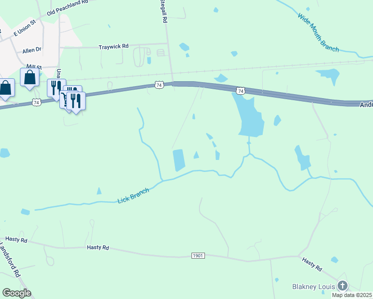 map of restaurants, bars, coffee shops, grocery stores, and more near in Marshville