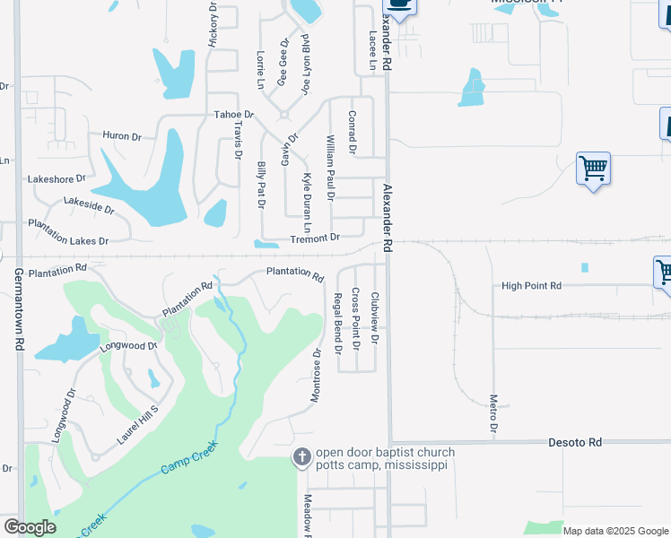 map of restaurants, bars, coffee shops, grocery stores, and more near 9858 Milestone Circle in Olive Branch