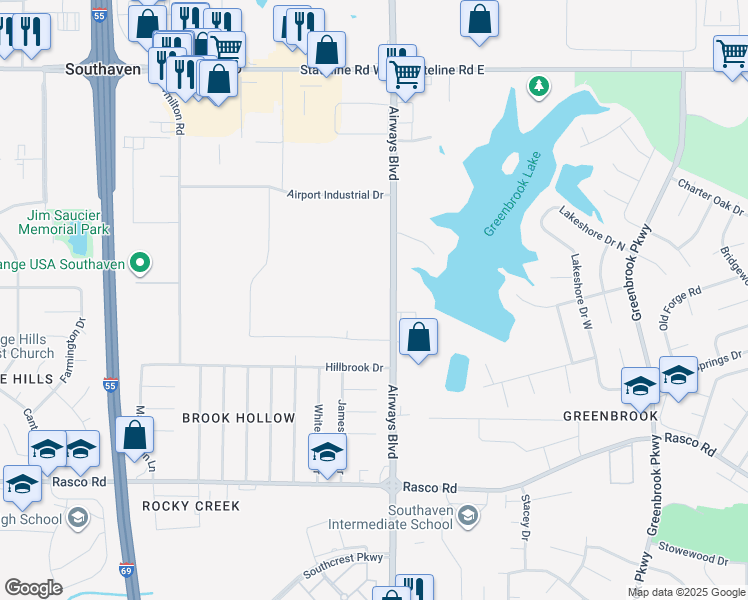 map of restaurants, bars, coffee shops, grocery stores, and more near in Southaven