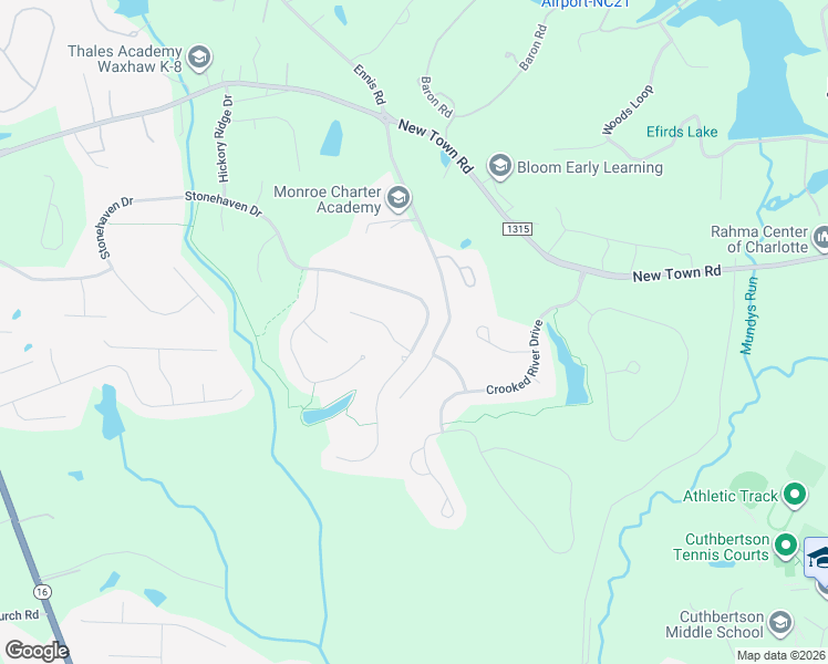 map of restaurants, bars, coffee shops, grocery stores, and more near 7317 Stonehaven Drive in Waxhaw