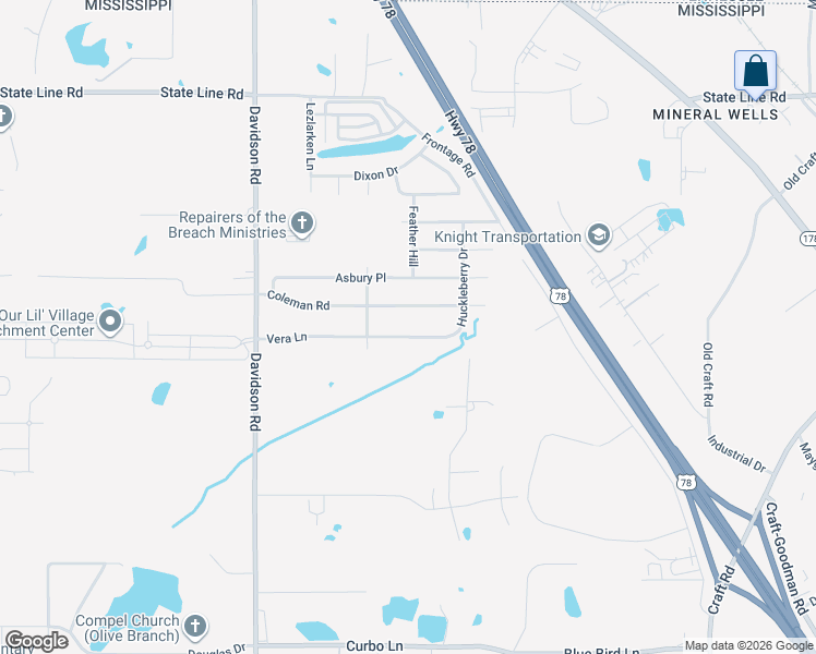 map of restaurants, bars, coffee shops, grocery stores, and more near 6342 Coleman Road in Olive Branch