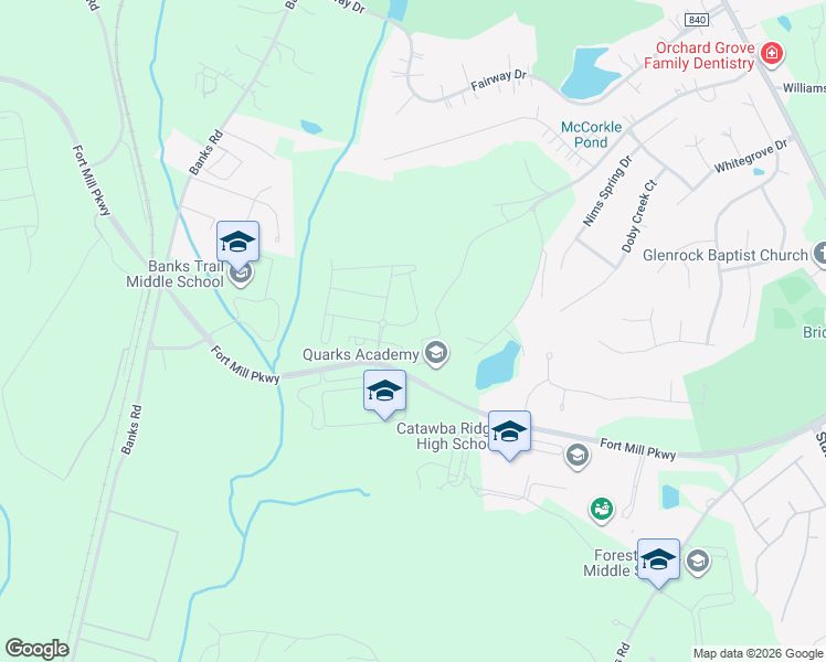 map of restaurants, bars, coffee shops, grocery stores, and more near 2026 Thatcher Way in Fort Mill
