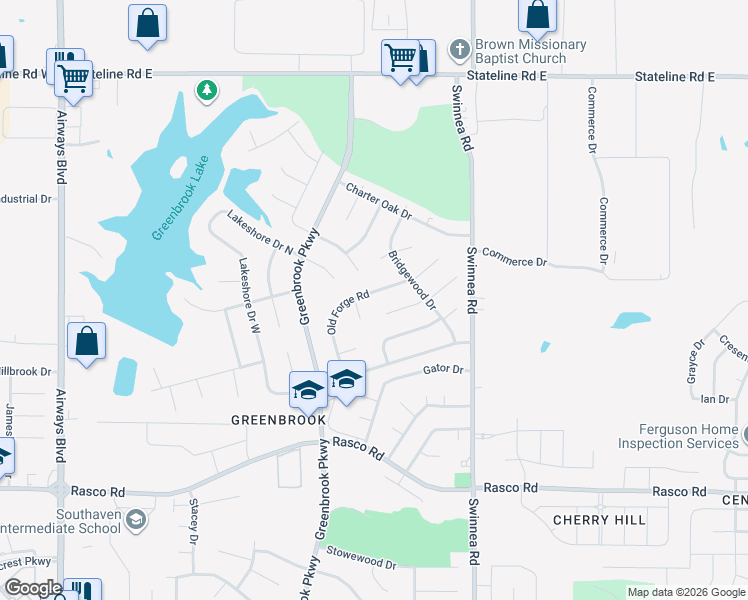 map of restaurants, bars, coffee shops, grocery stores, and more near 747 Old Forge Road in Southaven