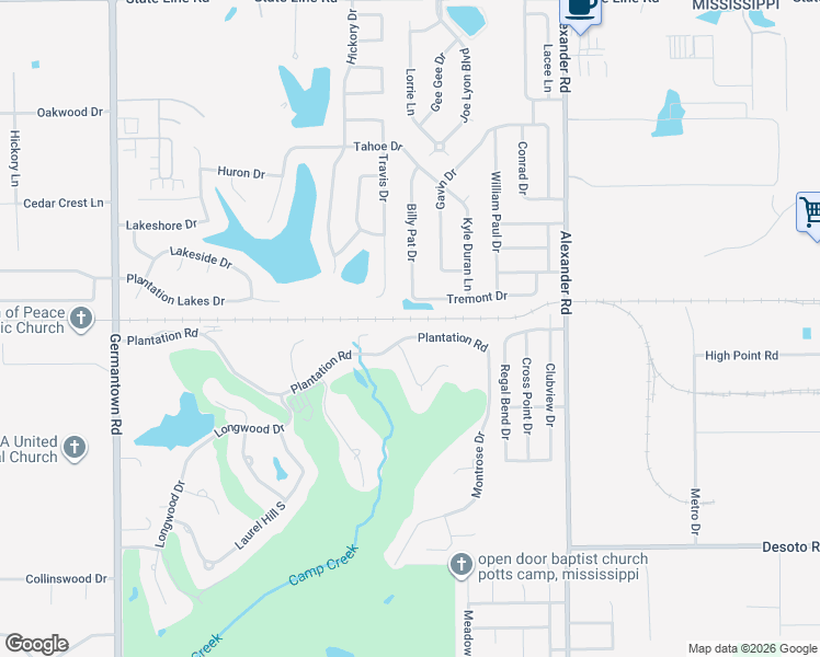 map of restaurants, bars, coffee shops, grocery stores, and more near 9093 Tremont Drive in Olive Branch