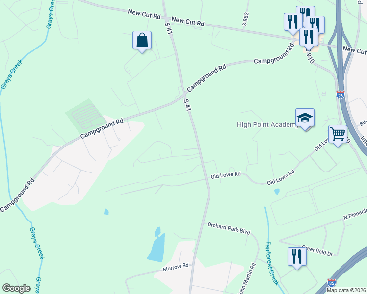 map of restaurants, bars, coffee shops, grocery stores, and more near 5143 North Blackstock Road in Spartanburg