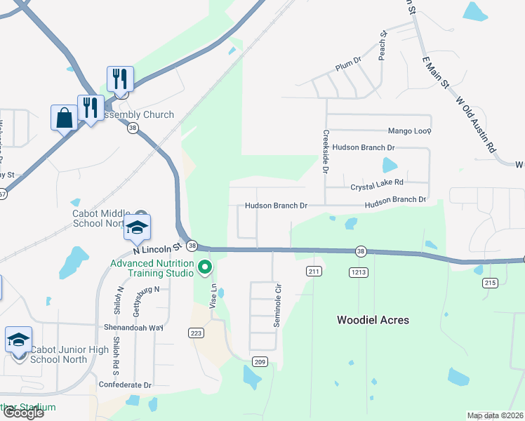 map of restaurants, bars, coffee shops, grocery stores, and more near 60 Hudson Branch Drive in Austin