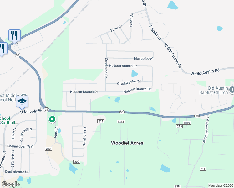 map of restaurants, bars, coffee shops, grocery stores, and more near 93 Hudson Branch Drive in Austin