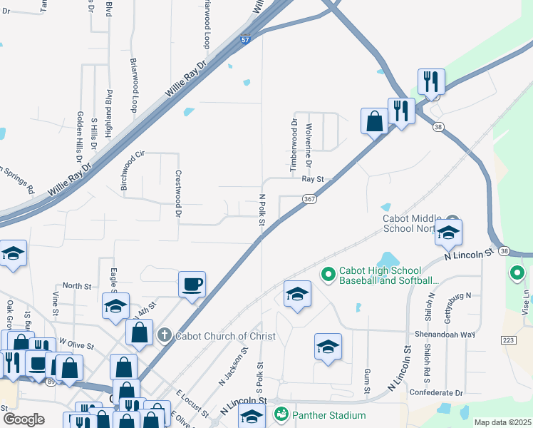 map of restaurants, bars, coffee shops, grocery stores, and more near 14 Wishing Well Street in Cabot