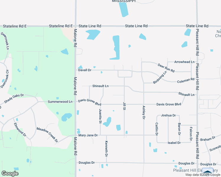map of restaurants, bars, coffee shops, grocery stores, and more near 4255 Shinault Lane in Olive Branch