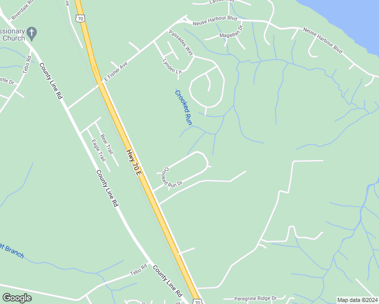 map of restaurants, bars, coffee shops, grocery stores, and more near 158 Crooked Run Drive in New Bern