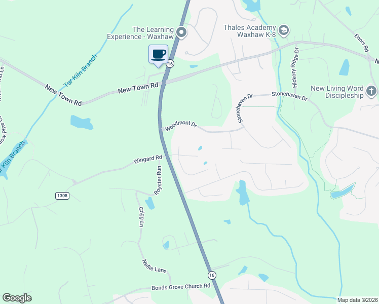 map of restaurants, bars, coffee shops, grocery stores, and more near 1701 Therrell Farms Road in Marvin