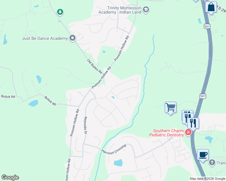 map of restaurants, bars, coffee shops, grocery stores, and more near 15817 Reynolds Drive in Indian Land
