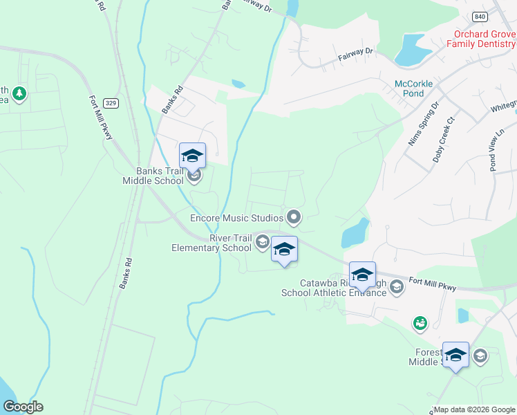 map of restaurants, bars, coffee shops, grocery stores, and more near 3066 Belden Drive in Fort Mill