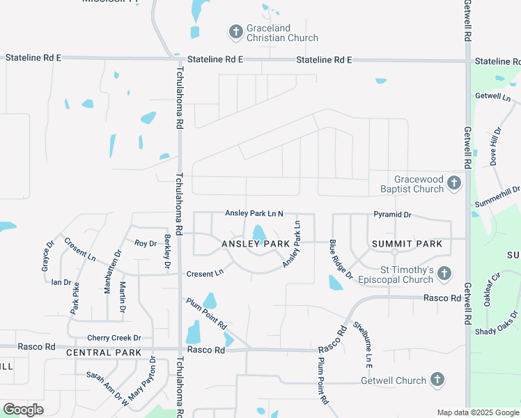 map of restaurants, bars, coffee shops, grocery stores, and more near 2328 Ansley Park Lane North in Southaven