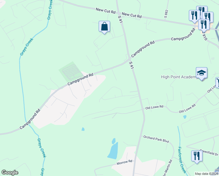 map of restaurants, bars, coffee shops, grocery stores, and more near 527 Campground Road in Spartanburg