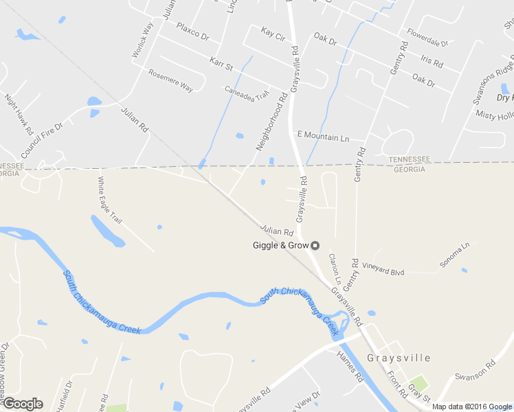 map of restaurants, bars, coffee shops, grocery stores, and more near 204 Julian Road in Ringgold