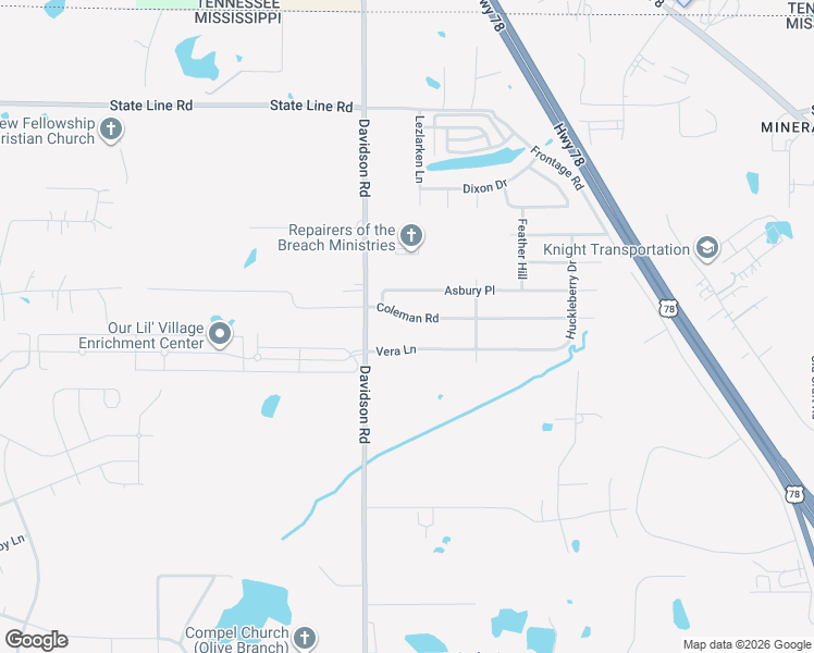 map of restaurants, bars, coffee shops, grocery stores, and more near 6103 Coleman Road in Olive Branch