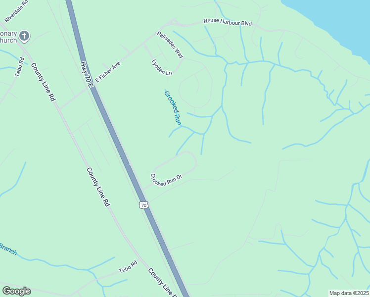 map of restaurants, bars, coffee shops, grocery stores, and more near 152 Crooked Run Drive in New Bern