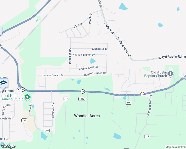 map of restaurants, bars, coffee shops, grocery stores, and more near 107 Hudson Branch Drive in Cabot