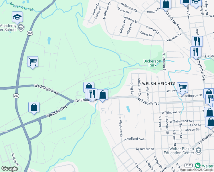 map of restaurants, bars, coffee shops, grocery stores, and more near 500 Colony Road in Monroe