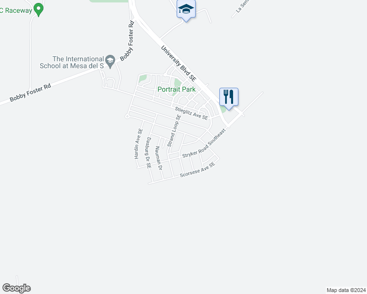 map of restaurants, bars, coffee shops, grocery stores, and more near 6024 Witkin Street Southeast in Albuquerque