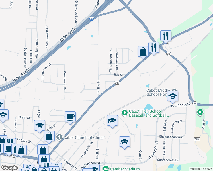 map of restaurants, bars, coffee shops, grocery stores, and more near 14 Wishing Well Street in Cabot