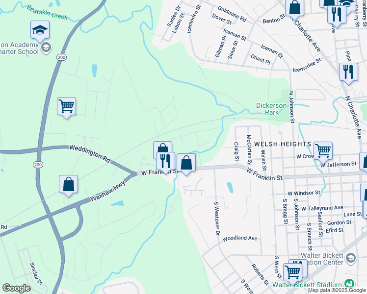 map of restaurants, bars, coffee shops, grocery stores, and more near 501 Cherryridge Road in Monroe