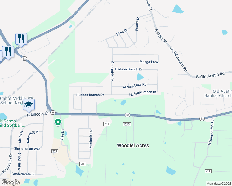 map of restaurants, bars, coffee shops, grocery stores, and more near 86 Hudson Branch Drive in Austin