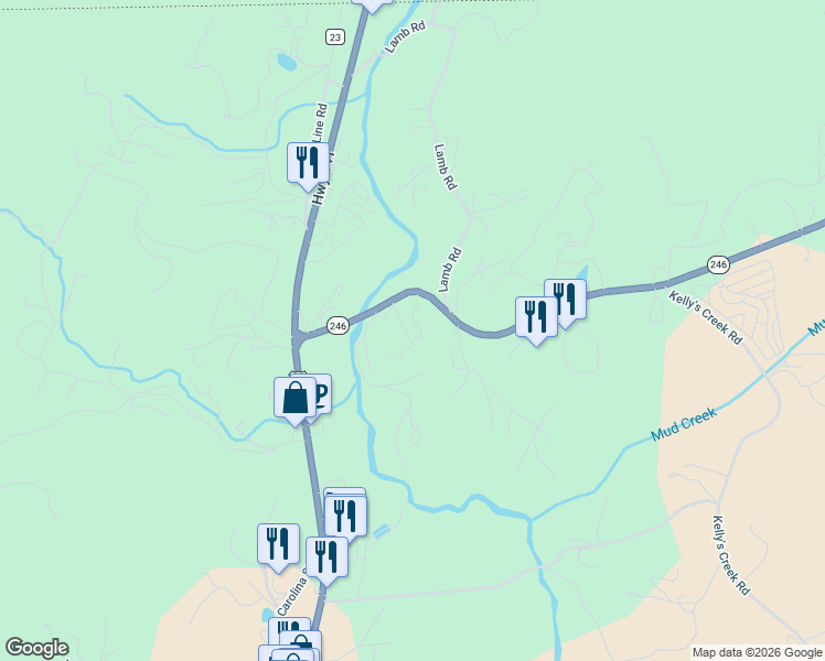 map of restaurants, bars, coffee shops, grocery stores, and more near 30 Windy Hill Lane in Dillard