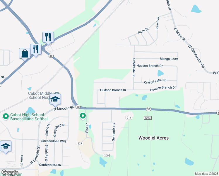 map of restaurants, bars, coffee shops, grocery stores, and more near 62 Hudson Branch Drive in Austin