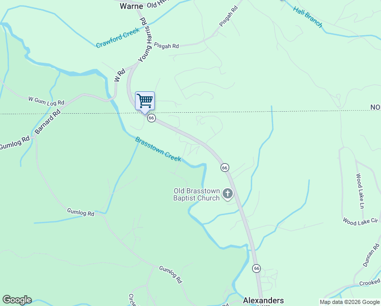 map of restaurants, bars, coffee shops, grocery stores, and more near 2563 Georgia 66 in Young Harris