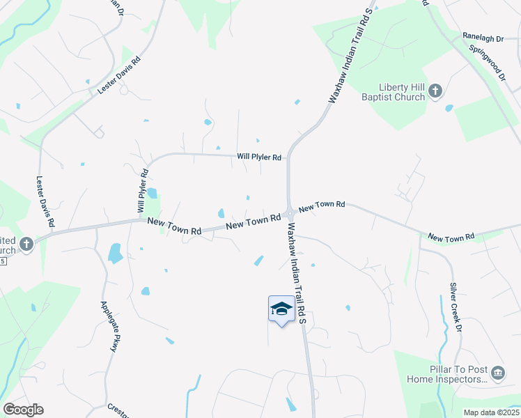 map of restaurants, bars, coffee shops, grocery stores, and more near 5806 New Town Road in Waxhaw
